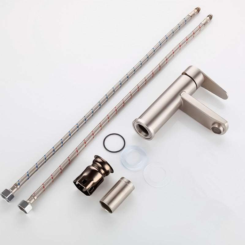 Llave Monomando Grifo Lavamanos Baño Clásica Acero Inoxidable Plateado