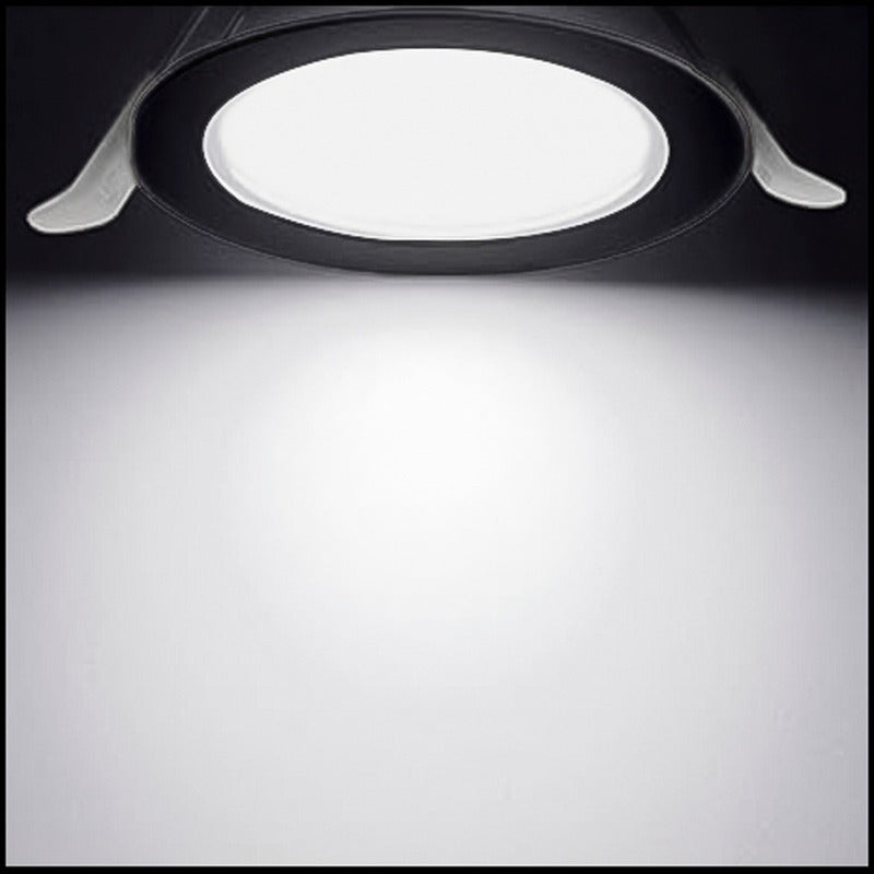 Foco Plafon Led Embutido Redondo 12w Luz Fria Borde Negro