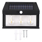 Farol Solar Aplique Pared 3 Ampolletas Led Sensor Luz Fría