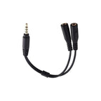 Adaptador Audio Microfono 2 Aux Hembra A 1 Aux Macho 3.5mm