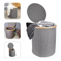 Cesto Canasto Ropa Sucia Plegable Borde Madera Con Tapa
