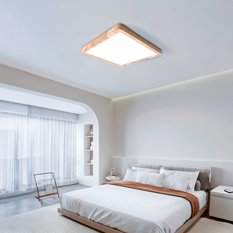 3 Foco Plafon Led Cuadrado Sobrepuesto 36w Luz Fria Madera