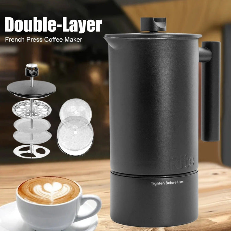 Cafetera Prensa Francesa Rite 1l Termómetro Reloj Acero Inox