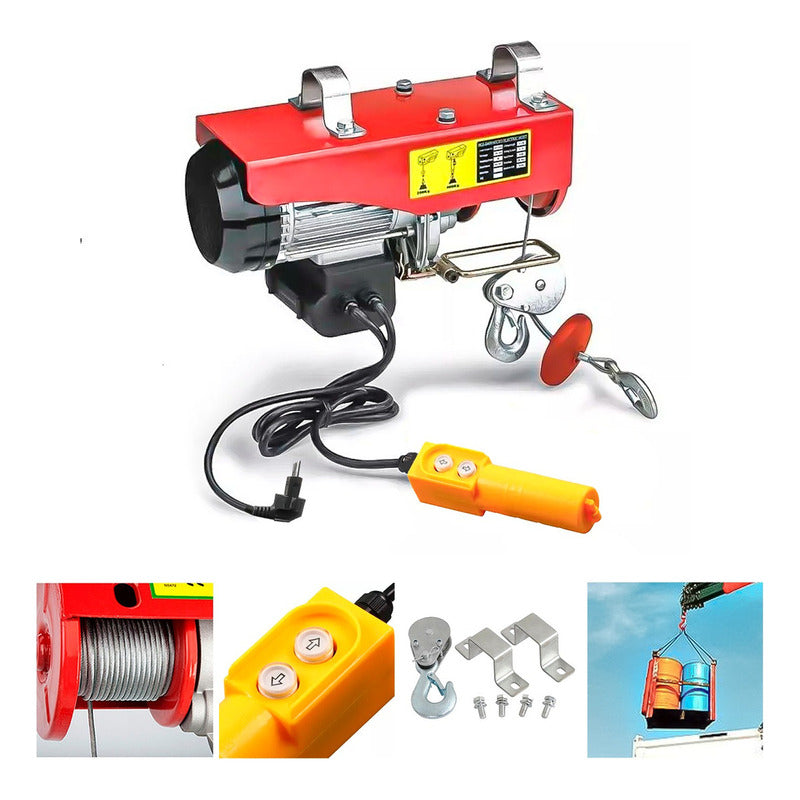 Tecle Electrico De Levante 1200k 12 Metros Cable Acero 1850w