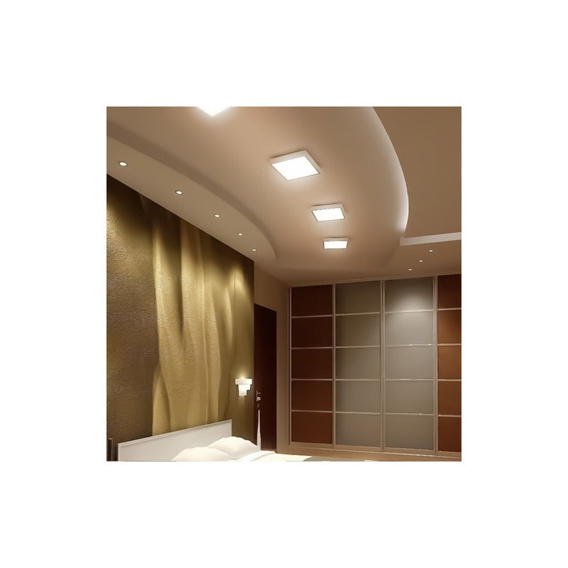 Pack 4 Foco Panel Plafon Sobrepuesto Cuadrado 18w Luz Fria