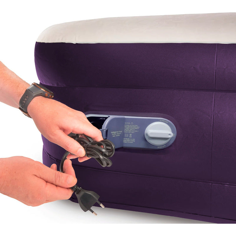 Colchon Cama Inflable Electrico Camping Glamping 1 plaza 45cm