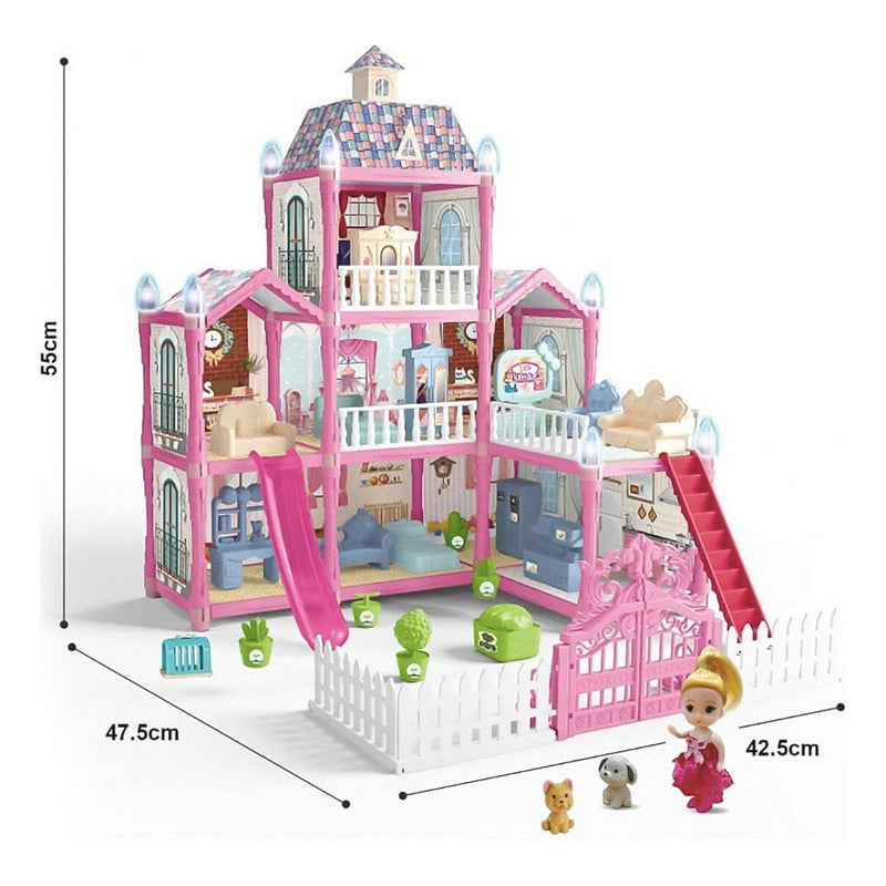Casa De Muñecas Infantil Mascotas Y Muebles 191pcs