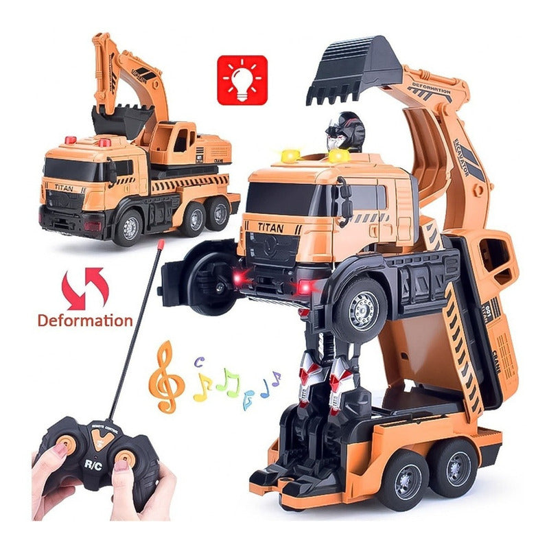 Auto A Control Remoto Transformer Robot Excavadora