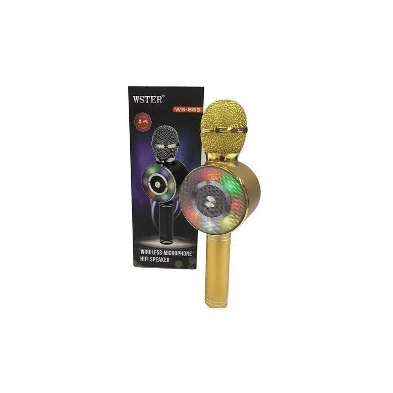 Microfono Karaoke Con Bluetooth Y Parlante Incluye Luces