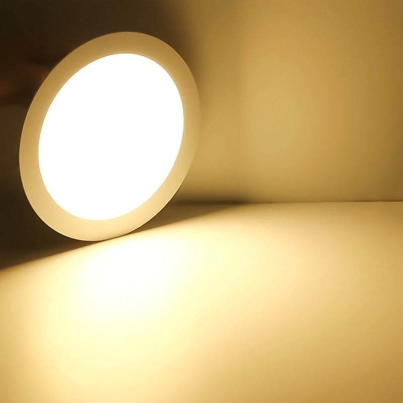Pack 10 Foco Panel Plafon Led Embutido Redondo 18w Calida