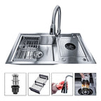 Lavaplatos 80x50cm Con Llave 2 Modos Acero 304 Lavavasos