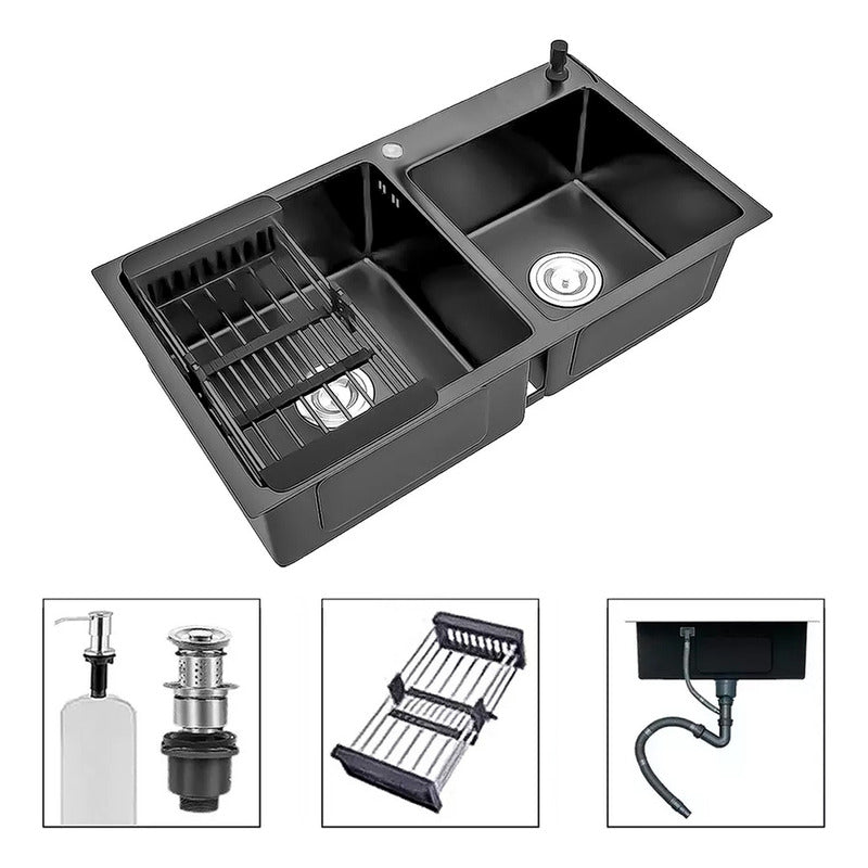 Lavaplatos 78x43cm Con Accesorios Acero Inoxidable