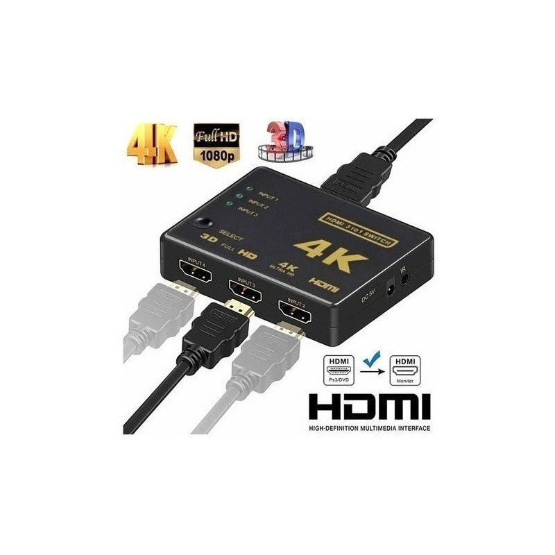Switch Hdmi 4k 3x1 Splitter Video Alta Calidad Controlremoto