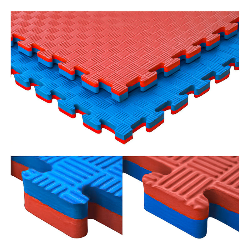 Pack 4 Plancha Tatami 100cm X 100cm X 4cm Rojo Y Azul