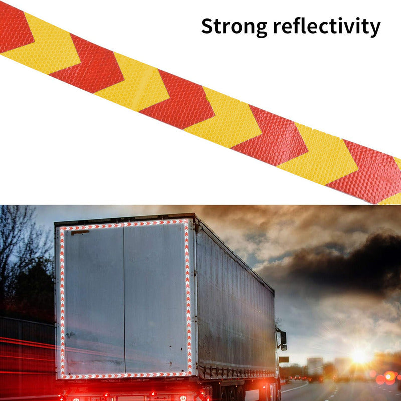 Cinta Reflectante Bicolor Flecha Amarillo Rojo 5cm X 25 Mts