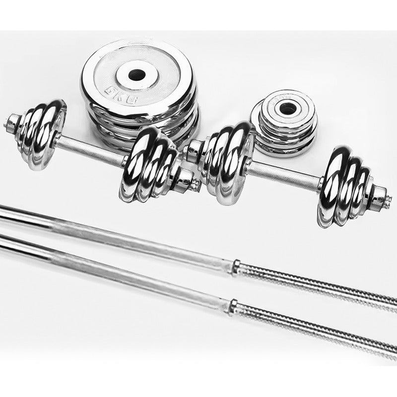 Set Mancuernas Barra Extendible 50 Kg Cromo Con Maleta