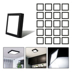 20 Foco Plafon Sobrepuesto Cuadrado 18w Luz Fria B. Negro