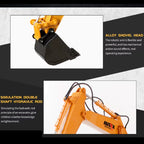 Auto A Control Excavadora Con Luces Humo Brazo Electrico Escala 1:24