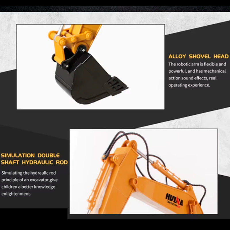 Auto A Control Excavadora Con Luces Humo Brazo Electrico Escala 1:24