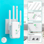 Repetidor Wifi Inalambrico 2,4ghz 300mbps Wps 4 Antenas
