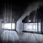 3 Farol Solar Aplique Pared 2 Ampolletas Led Sensor Luz Calida Jardin