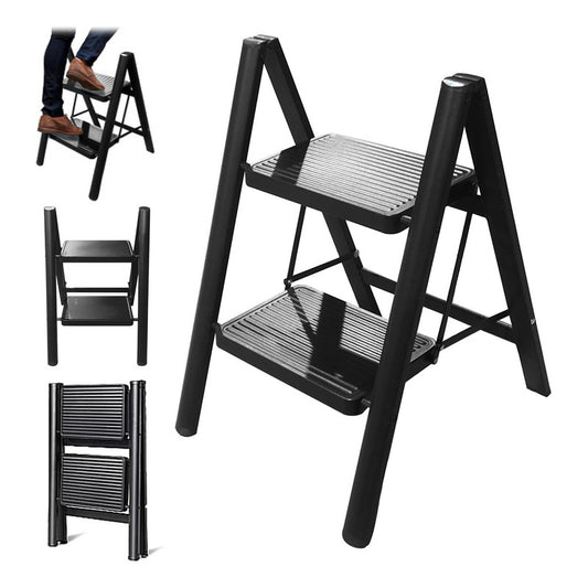Escalera Taburete Carbono Plegable 2 Escalones 65cm Multiuso
