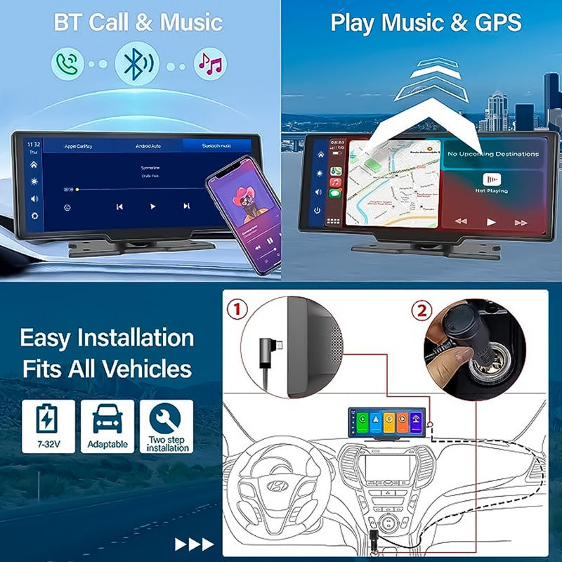 Pantalla Auto Radio Gps 10 Pulgadas Android Car Y Apple carplay