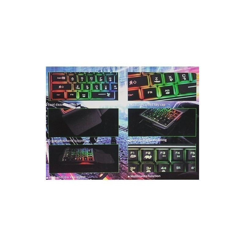 Kit Teclado Una Mano Mouse Gamer Celular Yelandar Rgb