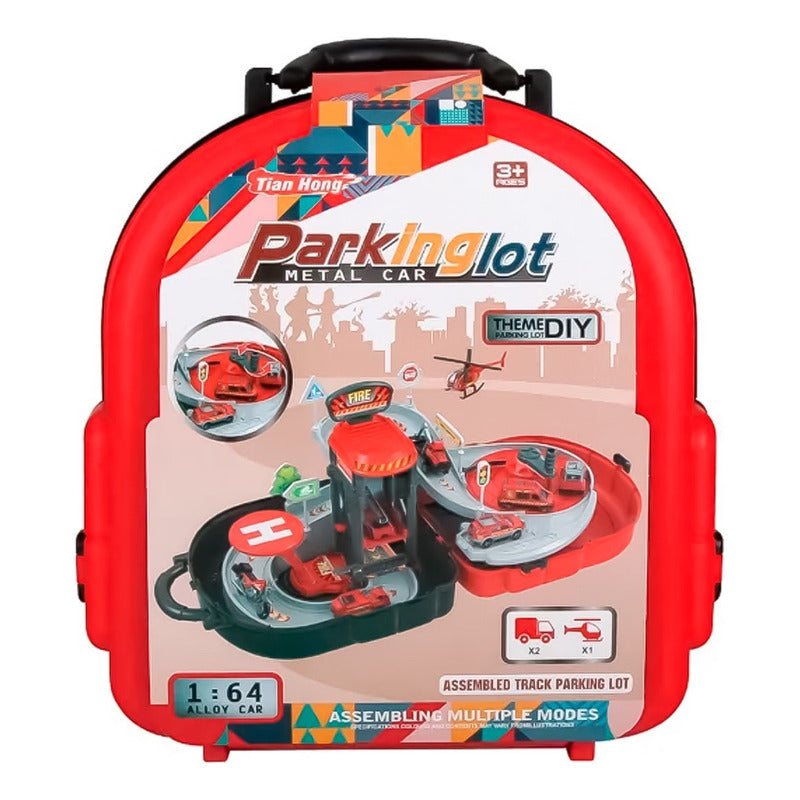 Pista Auto Mochila Estacion Bombero Juguete Helicoptero Grua