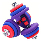 Set Mancuernas Y Barra 30kg Colores Acero Neopreno
