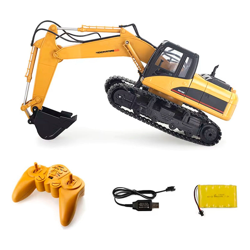 Auto A Control Excavadora Con Luces Humo Brazo Electrico Escala 1:24