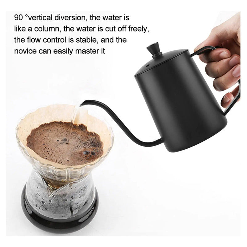 Tetera Cuello Cisne Negra 400 Ml Café Te De Acero Inoxidable