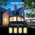 Farol Solar Aplique Pared 4 Led Sensor Movimiento Luz Cálida