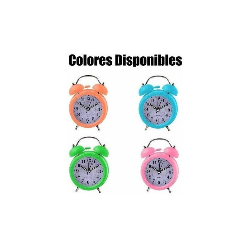 Reloj Despertador Antiguo Metalico Doble Campana Colores