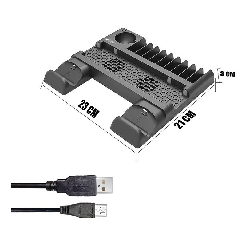 Soporte Vertical Base Para Play Station Ps4 Ventilador Slim Cargador