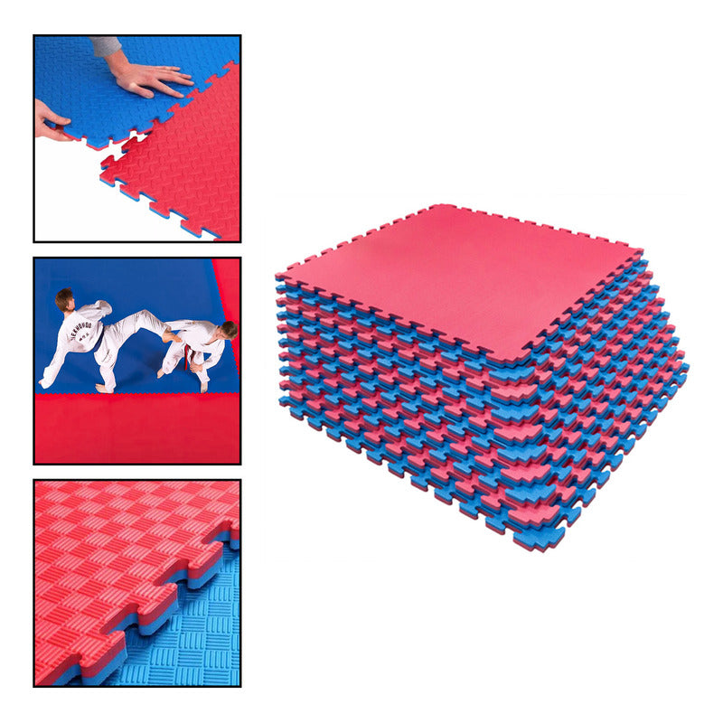Pack 4 Plancha Tatami 100cm X 100cm X 4cm Rojo Y Azul