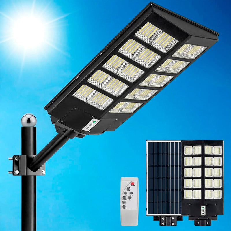 2 Foco Poste Solar Led 1200w Ip67 Exterior Alta Potencia Luz Fria