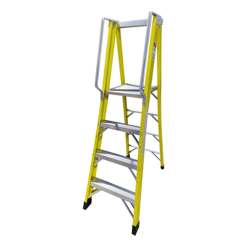 Escalera Industrial Plataforma Fibra De Vidrio 4 Peldaños