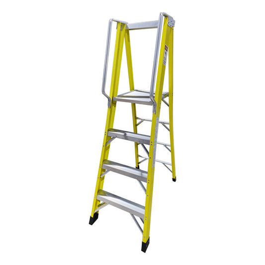 Escalera Industrial Plataforma Fibra De Vidrio 4 Peldaños