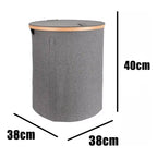 Cesto Canasto Ropa Sucia Plegable Borde Madera Con Tapa