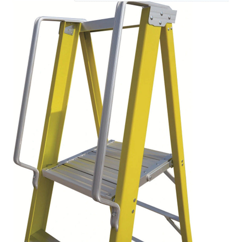 Escalera Industrial Plataforma Fibra De Vidrio 8 Peldaños