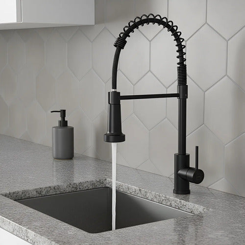 Grifo Llave Alta Monomando Cocina Rociador Flexible Acero Inoxidable