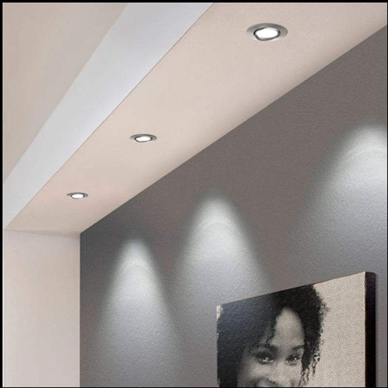 3 Foco Plafom Embutido Redondo 12w Luz Fria Borde Negro