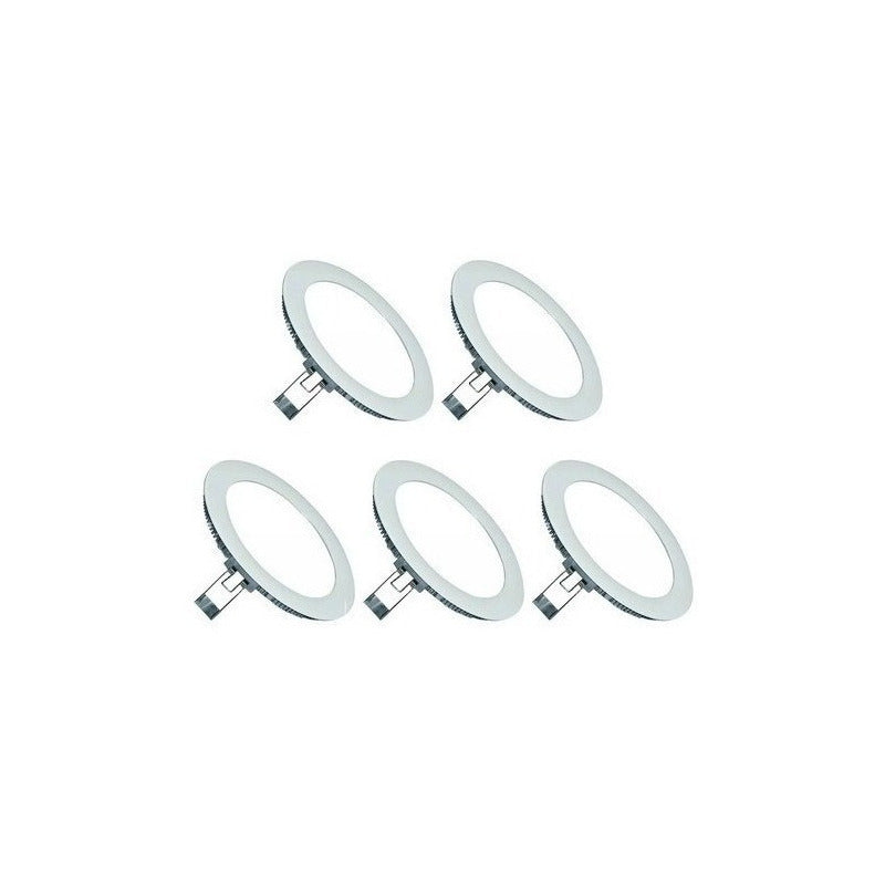 Pack 5 Foco Panel Plafon Led Embutido Redondo 18w Luz Calida