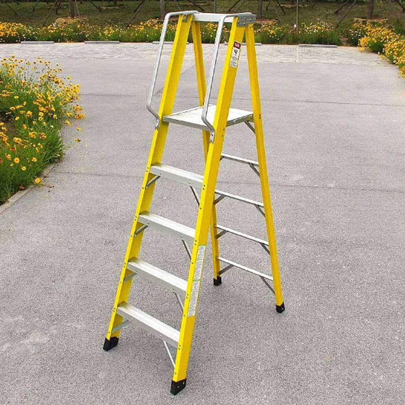 Escalera Industrial Plataforma Fibra De Vidrio 4 Peldaños