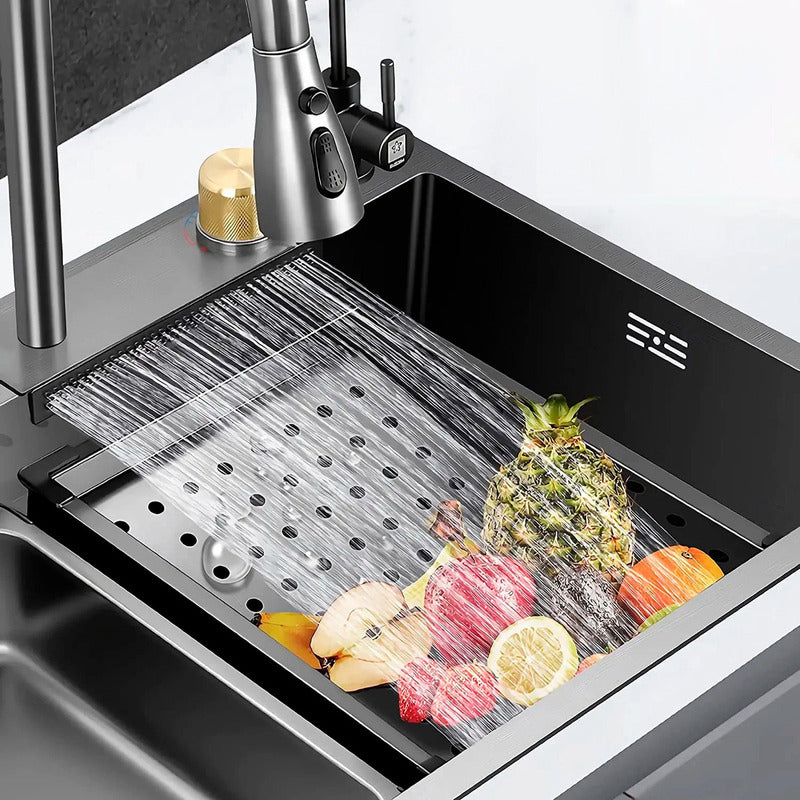 Lavaplatos Cascada Lavavasos Llave 2 Modos 75x46 Acero Inox