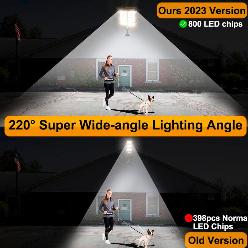 2 Foco Poste Solar Led 1200w Ip67 Exterior Alta Potencia Luz Fria