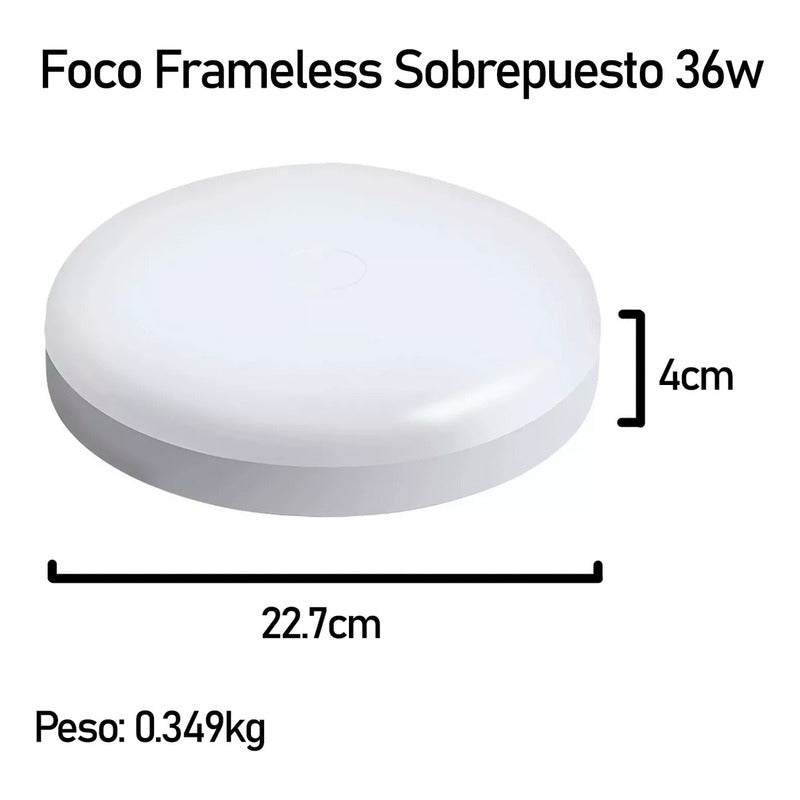 10 Foco Plafon Frameless Led Techo Sobrepuesto 36w Luz Fria