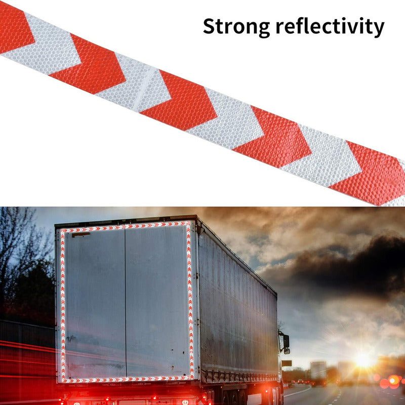 Cinta Reflectante Bicolor Flecha Blanco Rojo 5cm X 25 Mts