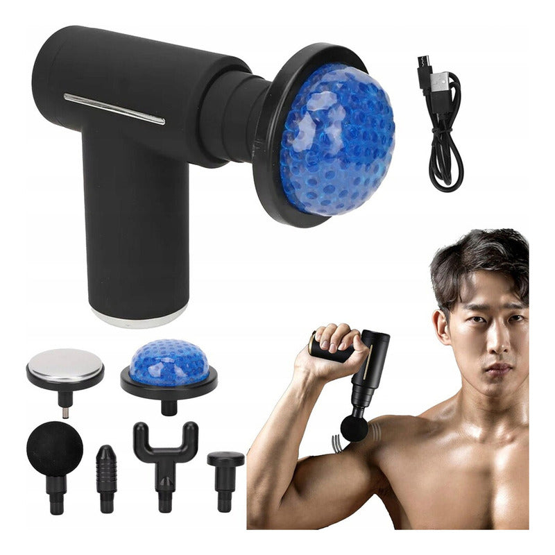 Pistola Masajeadora Fascial Gun 2 Frio Calor 6 Cabezales Lcd